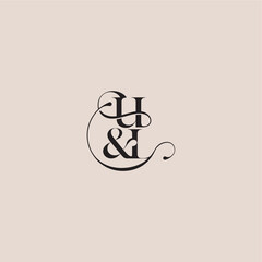 elegant and luxury concept UL wedding concept monogram letter bold serif initial calligraphy