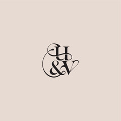 elegant and luxury concept UV wedding concept monogram letter bold serif initial calligraphy