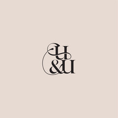elegant and luxury concept UU wedding concept monogram letter bold serif initial calligraphy