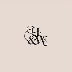 elegant and luxury concept UW wedding concept monogram letter bold serif initial calligraphy