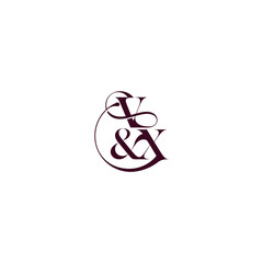elegant and luxury concept VX wedding concept monogram letter bold serif initial calligraphy