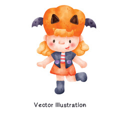 watercolor halloween kid Illustration3