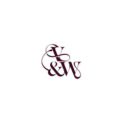elegant and luxury concept VW wedding concept monogram letter bold serif initial calligraphy