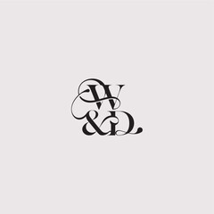 elegant and luxury concept WD wedding concept monogram letter bold serif initial calligraphy