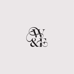 elegant and luxury concept WF wedding concept monogram letter bold serif initial calligraphy