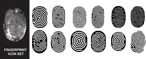 Collection of 12 fingerprints icon.