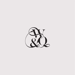 elegant and luxury concept WQ wedding concept monogram letter bold serif initial calligraphy