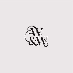 elegant and luxury concept WW wedding concept monogram letter bold serif initial calligraphy