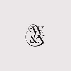 elegant and luxury concept WX wedding concept monogram letter bold serif initial calligraphy