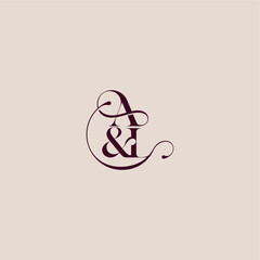 wedding concept monogram elegant and luxury concept AL bold serif initial calligraphy letter