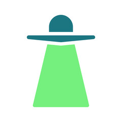 Teal UFO Spaceship Icon Graphic Design Element