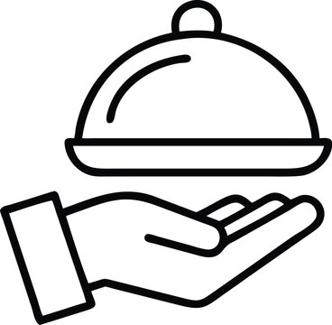 Elegant Hand Holding a Tray or Platter for Food Service and Hospitality &ndash; Minimalist Serving Dish Illustration