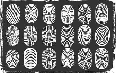 Collection of 18 fingerprints icon set.