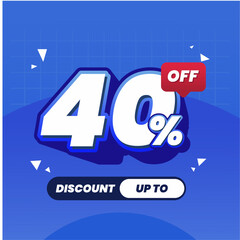40% Discount Label Template Shopping Sale Announcement for Ecommerce Promotion