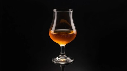 glass of brandy  on a black background for advertising a bar, pub or restaurant menu