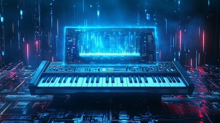 Synthwave Keyboard Digital Music Creation