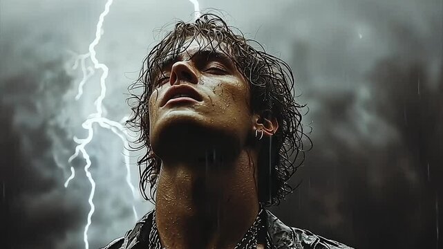 Man Facing the Storm: A Dramatic Portrait