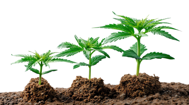 Growth Progression: A captivating visual narrative, depicting the stages of a young plant growing through the rich earth.