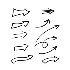 Arrow sign. Hand drawn pointer icon. Indicator vector illustration. Flat line art sloppy doodle arrow template