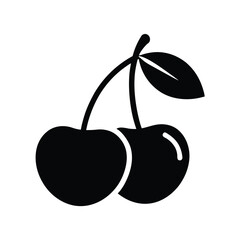 Cherry Stencil Icon Beautiful Elements Vector Illustration