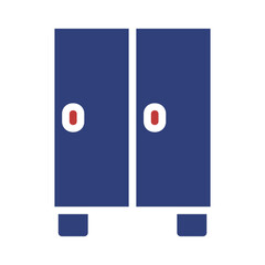 Stylized Blue Locker with Red Accents Graphic