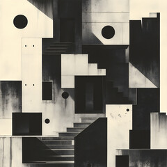 stark precisionist simplified containers black and white