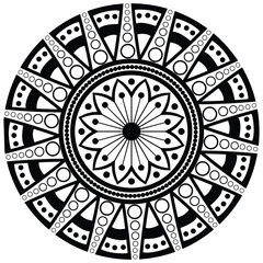 Outline mandala for coloring book. Tattoo design. Traditional motifs. Floral henna or mehndi style mandala design. 