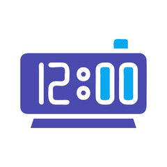 Obraz premium Noon Time Notification Blue Alarm Clock Vector