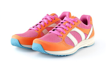 A pair of new white leather sport sneakers, baby shoes footwear isolated