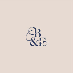 wedding concept monogram elegant and luxury concept BF bold serif initial calligraphy letter