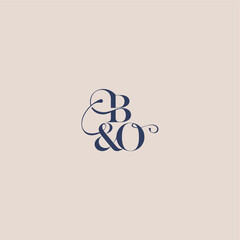 wedding concept monogram elegant and luxury concept BO bold serif initial calligraphy letter