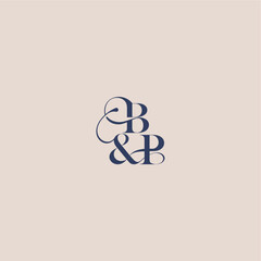 wedding concept monogram elegant and luxury concept BP bold serif initial calligraphy letter