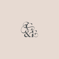 wedding concept monogram elegant and luxury concept CF bold serif initial calligraphy letter