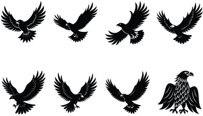 Obraz premium Eagle Vector Silhouetted Bundle Set Collection