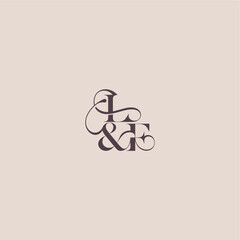 wedding concept monogram elegant and luxury concept LF bold serif initial calligraphy letter