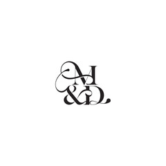 wedding concept monogram elegant and luxury concept MD bold serif initial calligraphy letter