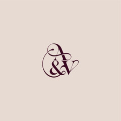 wedding concept monogram elegant and luxury concept AV bold serif initial calligraphy letter