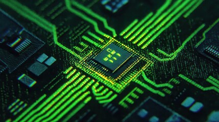 Obraz premium Close-up of printed circuit board with electronic components