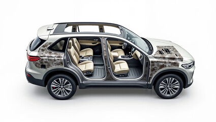 Luxury Electric Sedan Full Cutaway