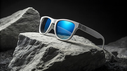 Stylish White Sunglasses with Blue Mirrored Lenses Perfect for Outdoor Adventures