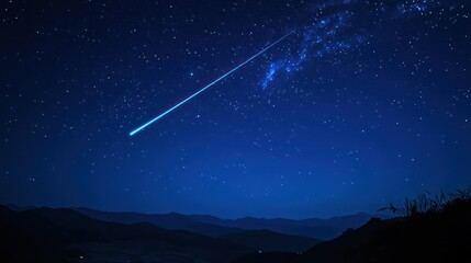 Fototapeta premium Night Sky Wonder: A Shooting Star Over Majestic Mountains