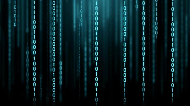 Blue binary code digital background for technology and data themes