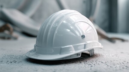 White Construction Helmet Mockup Celebrating Labor Safety Engineering Careers Development