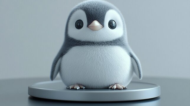Cute Fluffy Penguin 3D Render