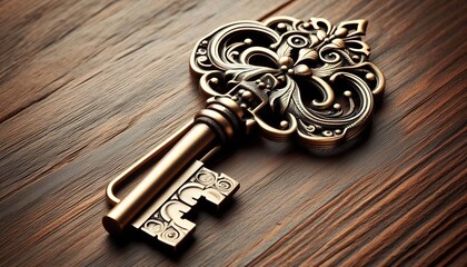 Vintage key paperclip – ornate brass design in antique key sha