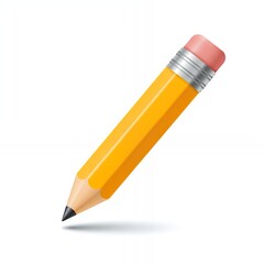 Yellow Pencil Isolated on White Background for Writing and Drawing