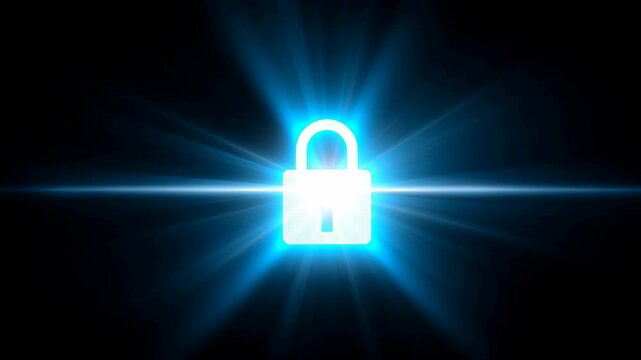 Lock and key symbol on a blue background representing security and access