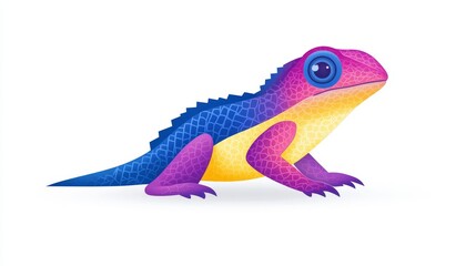 Fototapeta premium Vibrant pixelated lizard illustration blending fantasy colors conveying a whimsical and creative atmosphere ideal for children's media or imaginative projects