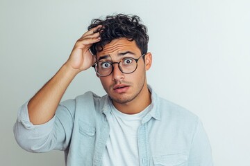 Astonished Young Man with Glasses, Surprised Expression