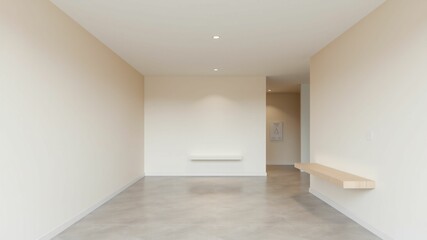 Obraz premium Minimalist hallway with off-white wall and shelf